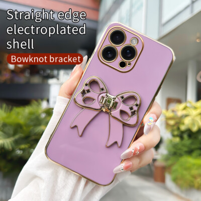 Bowknot Holder Case For Various Phone Fashion Plating Bracket Cover Women Girls