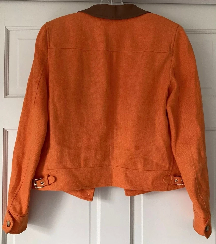 Chaqueta Bomber Ralph Lauren Lino/Cuero Naranja Talla 6 Foto 3 de 4