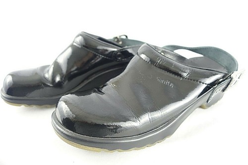 Sanita Black Patent Clogs Shoes Loafers Mules Open Back Slides Women's 9.5 40 - Picture 9 of 11
