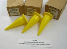 Lot of 3 SIKA Cone Adhesive Nozzles (20 oz Sausage Unipac Style) Yellow - Uncut