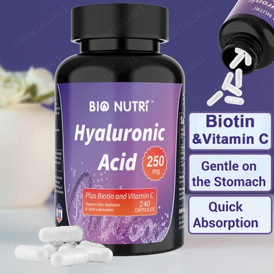 Hyaluronic Acid Supplement Joints Support Skin Health 250mg|240 Capsules Vitamin