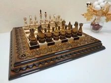 Chess set "Waves of Aspiration Ombre" super gloss maple wood handmade in Ukraine