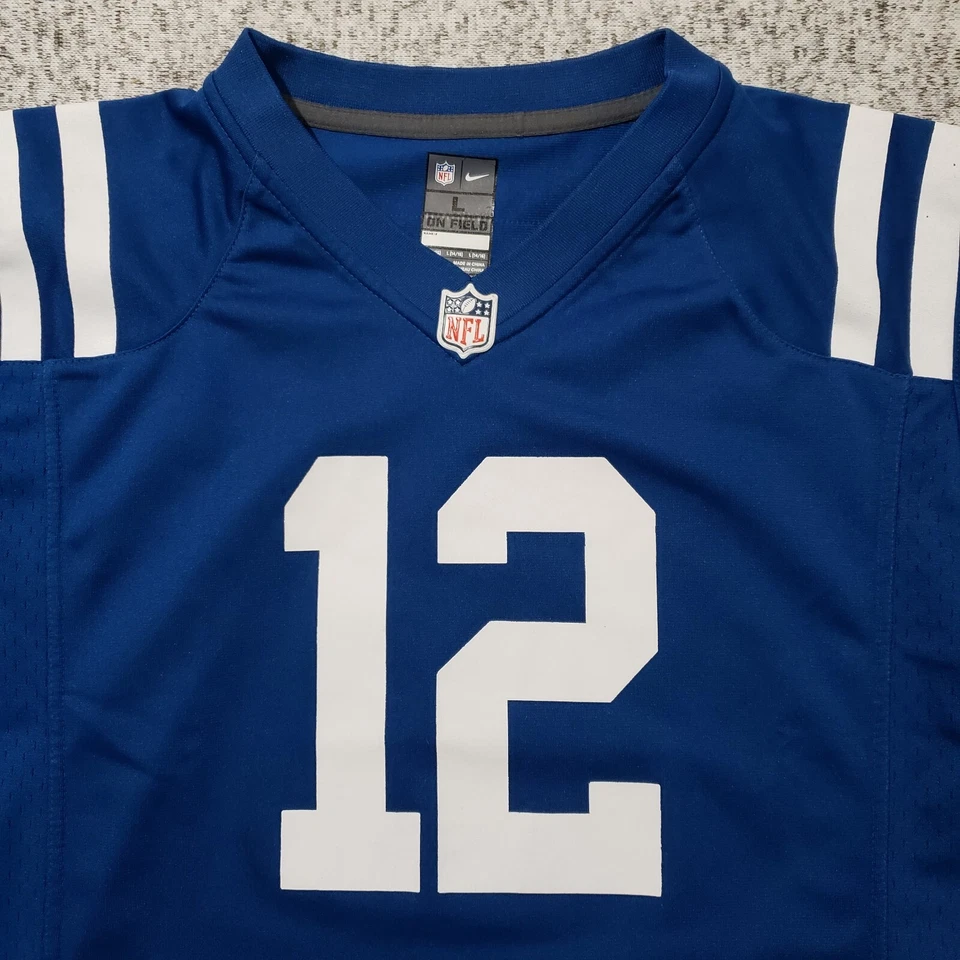 Andrew Luck Jersey Youth Large 14/16 Kids Colts #12 Blue Football Nike On Field - Image 4 of 4