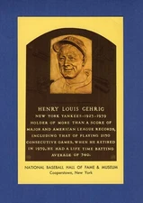 LOU GEHRIG, New York Yankees ~ 1964 HOF postcard Curteichcolor GREEN ink