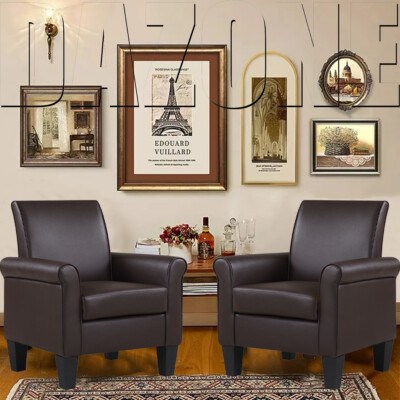 Faux Leather Accent Chair Soft Relaxation Single Sofa Club Upholstered Armchair