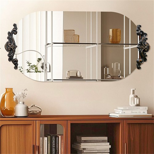 Traditional Baroque Mirror Hanging Bathroom Dressing Floor Mirror W/Ornate Crown - Picture 4 of 12
