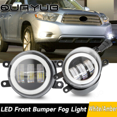 For Toyota Highlander Camry Corolla LED Front Bumper Fog Lights Lamp White&Amber