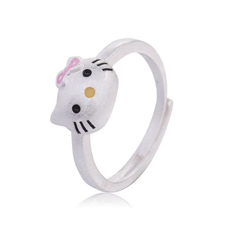 Silver hello clearance kitty ring