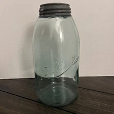 Antique Ball Triple-L  Aqua/Blue  Canning Jar w/ Zinc Lid Mold 