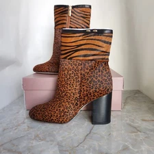 Sarto by Franco Sarto Dexter Calf Hair Ankle Boots – Size 8 – Chic Animal Print