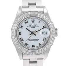 Rolex Datejust Stainless Steel White Roman Dial Smooth Bezel Oyster 26mm Watch