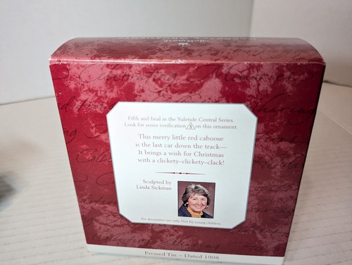 YULETIDE CENTRAL Red Caboose #5 Pressed Tin Hallmark Ornament 1998 Train - Picture 10 of 12