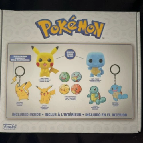 Funko Pop! Pokémon Pikachu Squirtle GameStop Exclusive Flocked Set