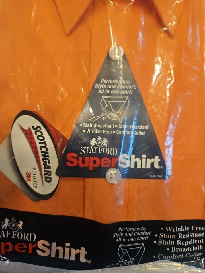 👕Vintage JC Penny Stafford Super Shirt Wrinkle Free Button Down Peach Blossom🍑 - Image 3 of 4