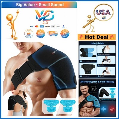 Shoulder Ice Pack Wrap with Support Brace, Reusable Gel Cold Therapy for Pain...