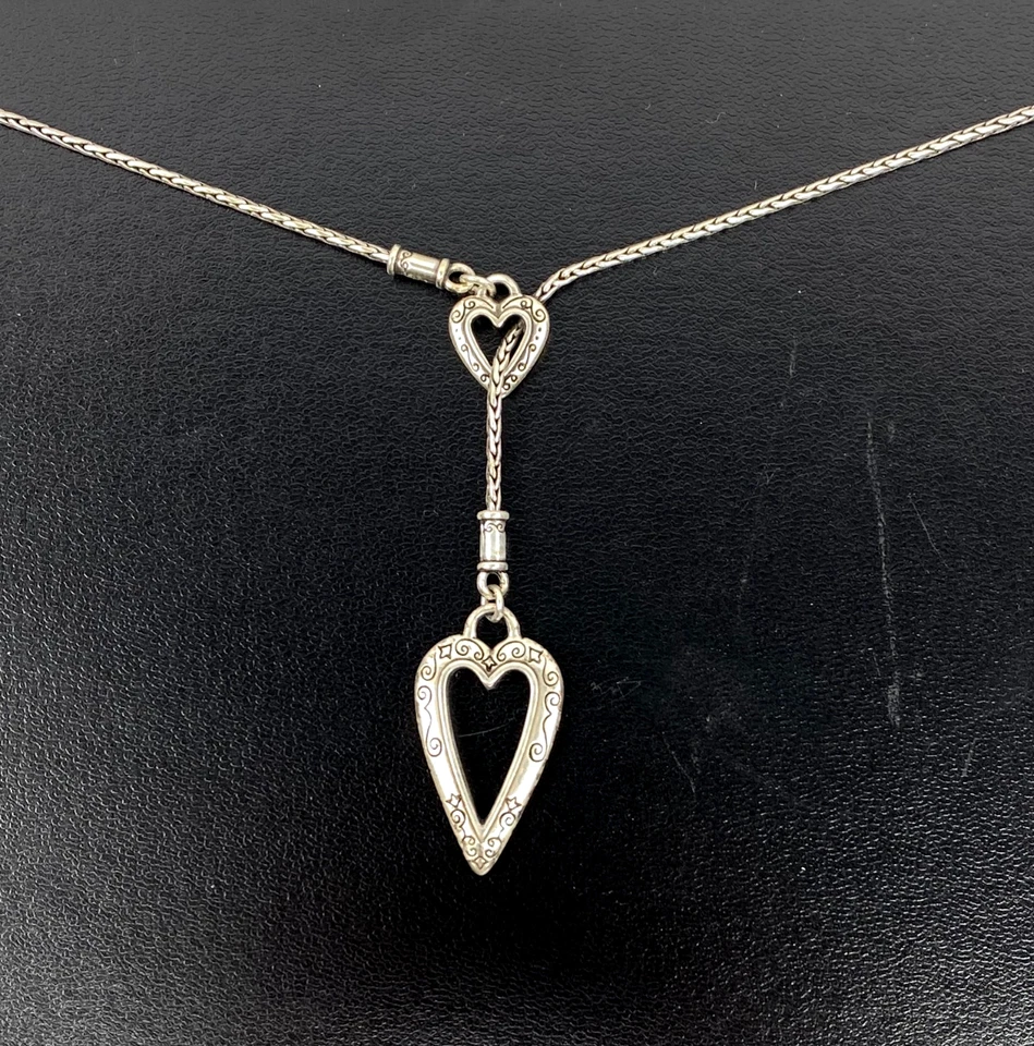 Collar De Colección Brighton Ducha de Corazones Para Mujer Tono Plateado Doble Corazón Lariat Foto 2 de 4