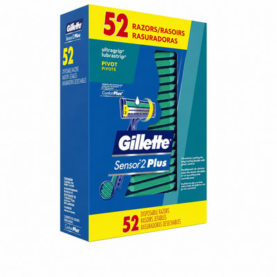 Gillette Sensor2 Plus Pivot Disposable Razors w/ Lubrastrip - 52 Razors