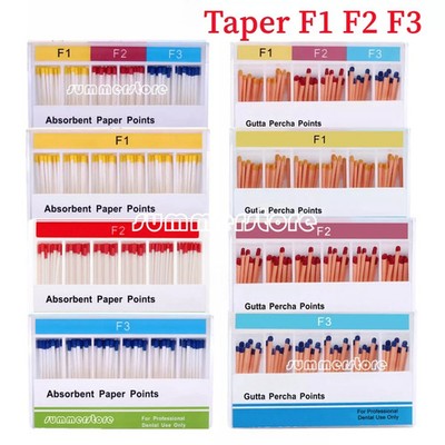 1-50Box Dental Endodontics Gutta Percha Points/Absorbent Paper Points F1 F2 F3