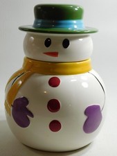 Pier 1 Imports Snowball Christmas Holiday Winter Snowman Cookie Jar