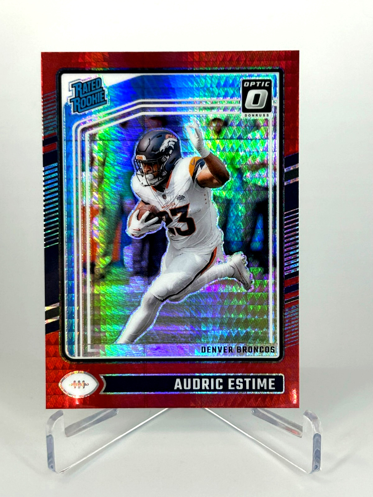 2024 Optic - Rated Rookie Audric Estime #206 Red Hyper Prizm (RC)