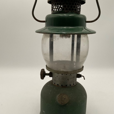 #ad Coleman 242C Vtg Lantern 7 44 Green Porcelain Vent Pyrex Globe Etched Parts Only $105.99
