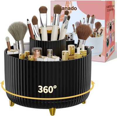 360° Rotating Makeup Brush Holder Organizer Desktop Vanity Storage 5 Slot