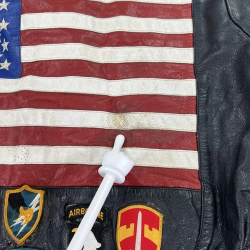 VTG Vietnam Veteran Leather Jacket Mens 4XL USA Flag MACV-SOG Patch American Top image 19