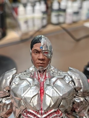 1/12 Scale Painted Comics Victor Stone Cyborg Head Carved Model Toys