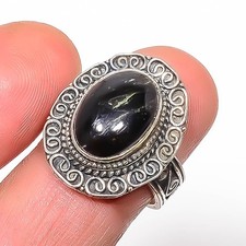 Black Onyx - Brazil 925 Sterling Silver Handmade Ring s.8 R7817-2