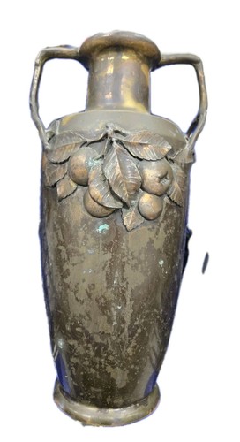Antique Kyser Early 20th Century Large Art Nouveau Metal Vase Handles 14.5" T - Picture 3 of 5