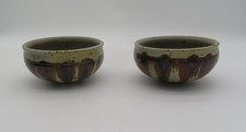 AUTHENTIC ANGELO GARZIO HANDMADE STUDIO POTTERY PAIR OF BOWLS 5 1/4 X 2 1/2"