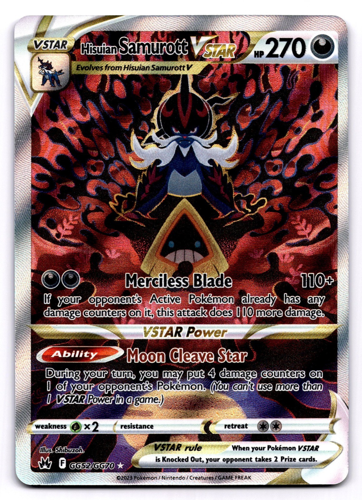 Hisuian Samurott VSTAR GG52/GG70  Pokemon TCG Crown Zenith: Galarian Gallery NM