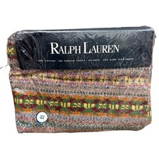 Ralph Lauren King Flat Sheet Multi Leland Fair Isle Cotton 200 Thread Count