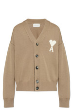 AMI ALEXANDRE MATTIUSSI Brown Wool Cardigan New Authentic