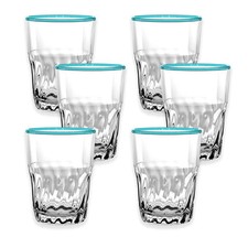 Cantina Aqua Plastic/Acrylic 15oz Drinking Cups/Tumblers - Set of 6