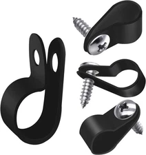 100PCS 3/8" Rope Light Clips with Screws Plastic Cable Mount