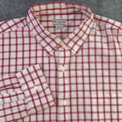 J Crew Shirt XL Red Check Long Sleeve Button Down Cotton Pocket Casual