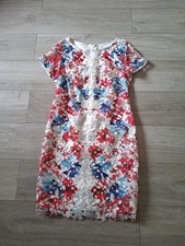 M&S Per Una White Floral Woven Lace Shift Dress Wedding Party Occasion UK14