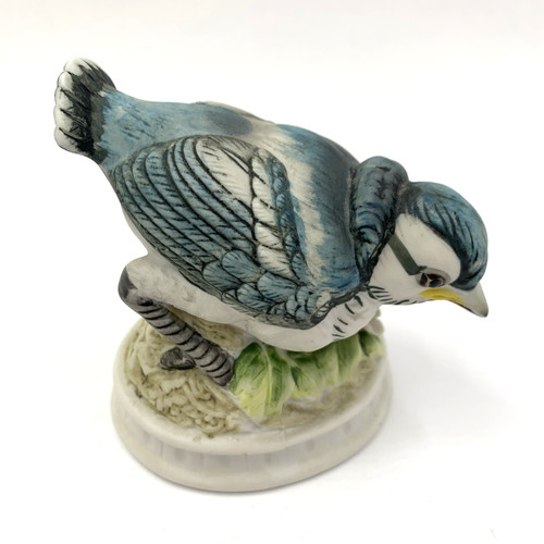 Lefton Bisque China Blue Jay Figurine KW1637 Vintage Top Beak White