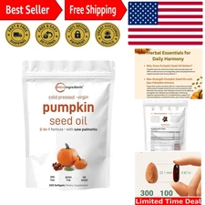 300 Softgels Pure Pumpkin Seed Oil with Saw Palmetto - Non-GMO, Cold Pressed