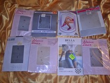 Paket 8 x gemusterte Fein Strumpfhosen Gr 40 42 44 Tupfen Netz Applik usw OVP