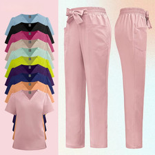 Professional Medical Scrub Set - V-Neck Top  Straight Pants, Comfort Fit