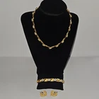 Trifari Vintage Gold Tone Crystal Necklace Bracelet Earrings Jewelry Set