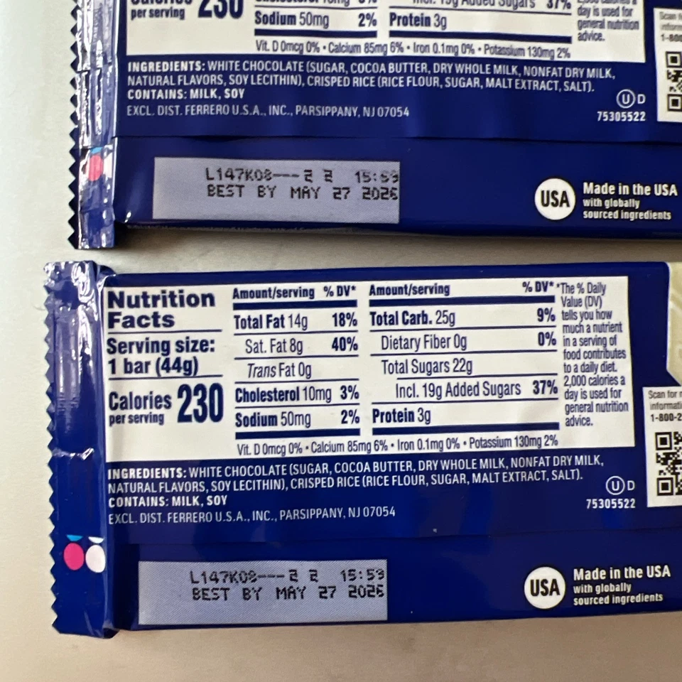 Barra blanca crujiente 1,55 OZ cada lote de 3 chocolate blanco cremoso con arroz crujiente Foto 4 de 4