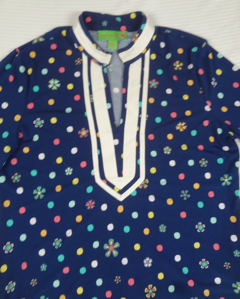 CAMISA MUJER MUJER REPÚBLICA ISLA FLORES HIPPIE MANGA 3/4 AZUL MEDIANA K662 Foto 4 de 4