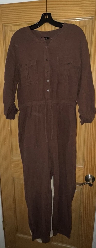 Madewell Jump Suit Corduroy Lightspun Tapered Leg Romper Jumpsuit Brown Size 14 - Image 2 of 3