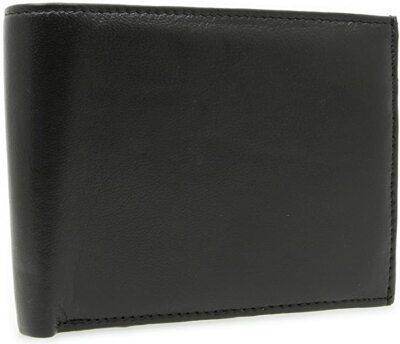 Portafoglio in Vera Pelle Uomo Nero con Portamonete Porta Carte e Ribaltina  Zip