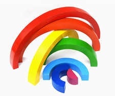 NEW Wooden Rainbow Stacking Toy - Montessori Stacking Activity Motor Skills Eco