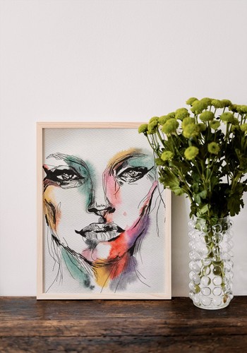The Portrait of Grace: Watercolor and Ink. Size 9x12 in - Picture 5 of 5