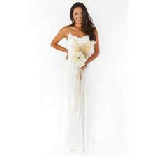 Show Me Your Mumu Tuscany Maxi Slip Dress in White Luxe Satin Size XS Wedding